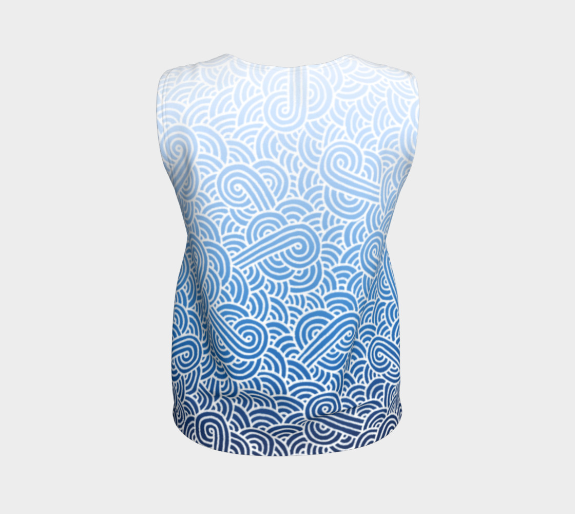 Ombre blue and white swirls doodles Loose Tank Top 3D preview