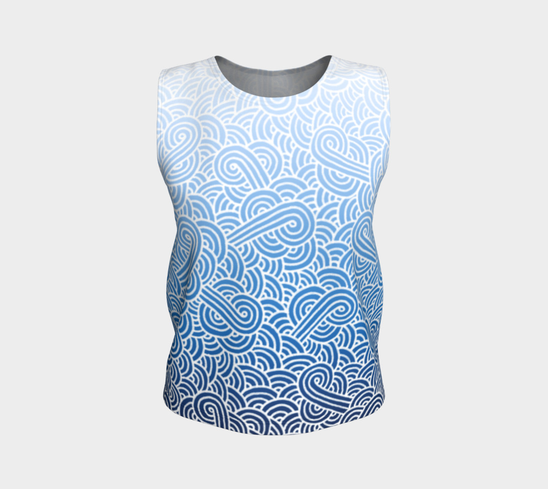 Ombre blue and white swirls doodles Loose Tank Top 3D preview