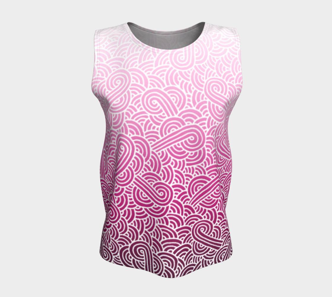 Ombre pink and white swirls doodles Loose Tank Top preview #5