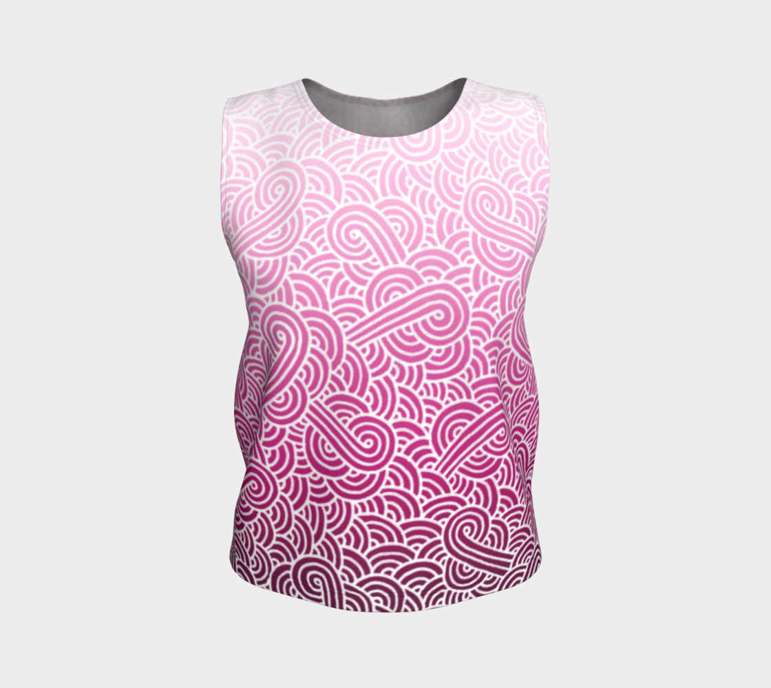 Ombre pink and white swirls doodles Loose Tank Top 3D preview