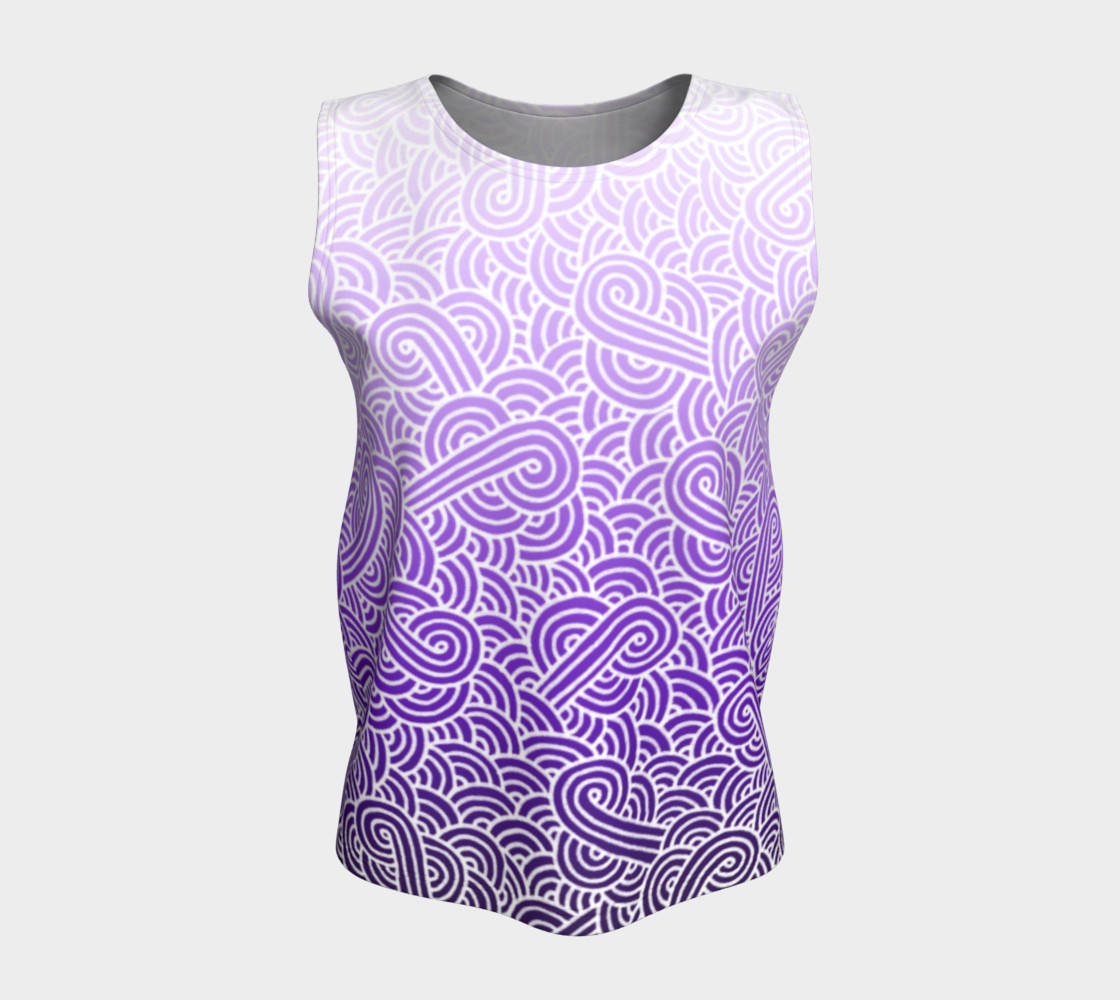 Ombre purple and white swirls doodles Loose Tank Top thumbnail #6