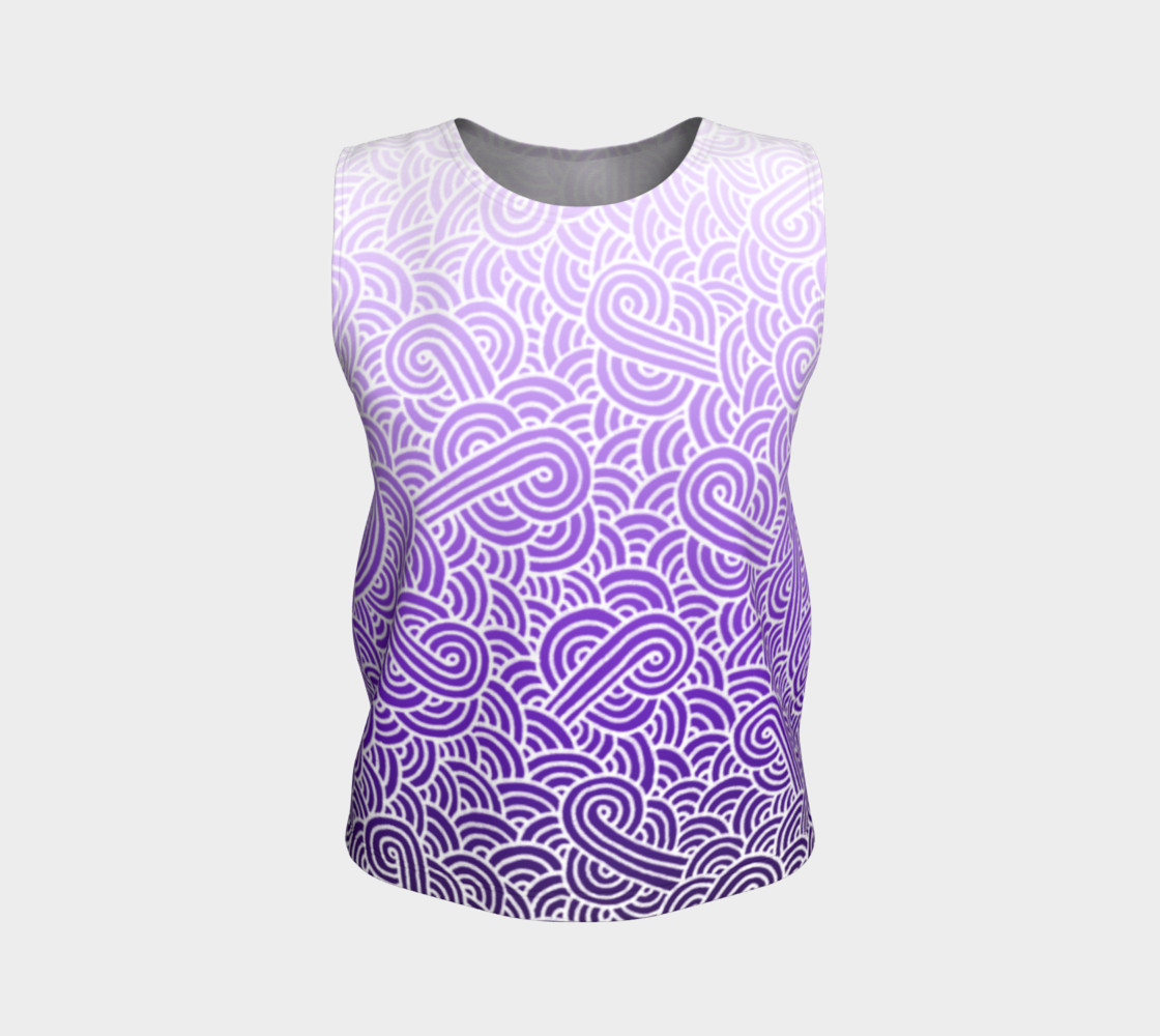 Ombre purple and white swirls doodles Loose Tank Top thumbnail #2