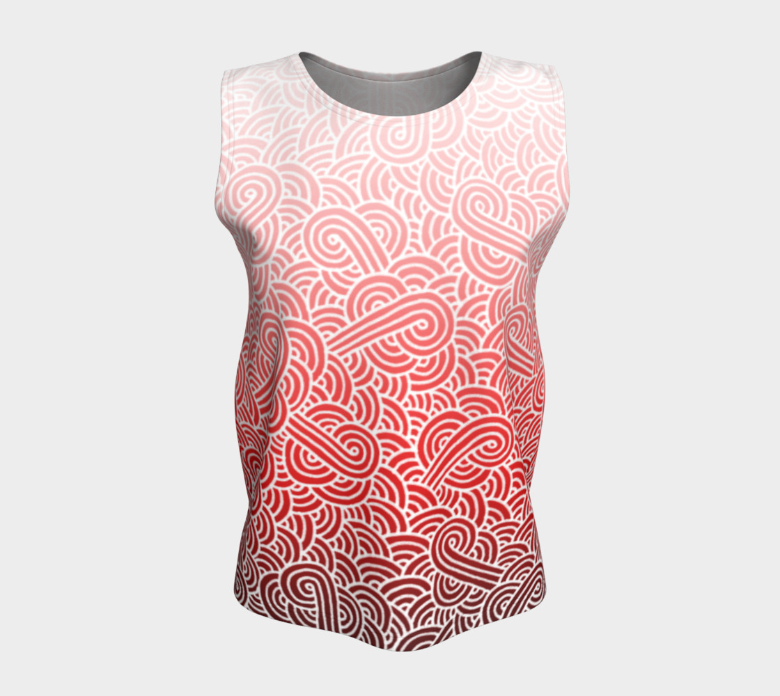 Ombre red and white swirls doodles Loose Tank Top preview #5