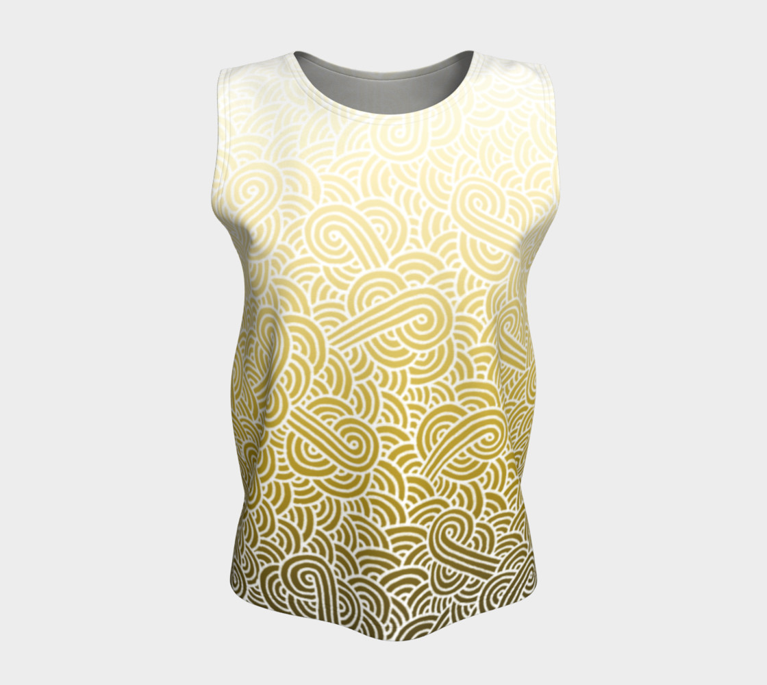 Ombre yellow and white swirls doodles Loose Tank Top preview #5