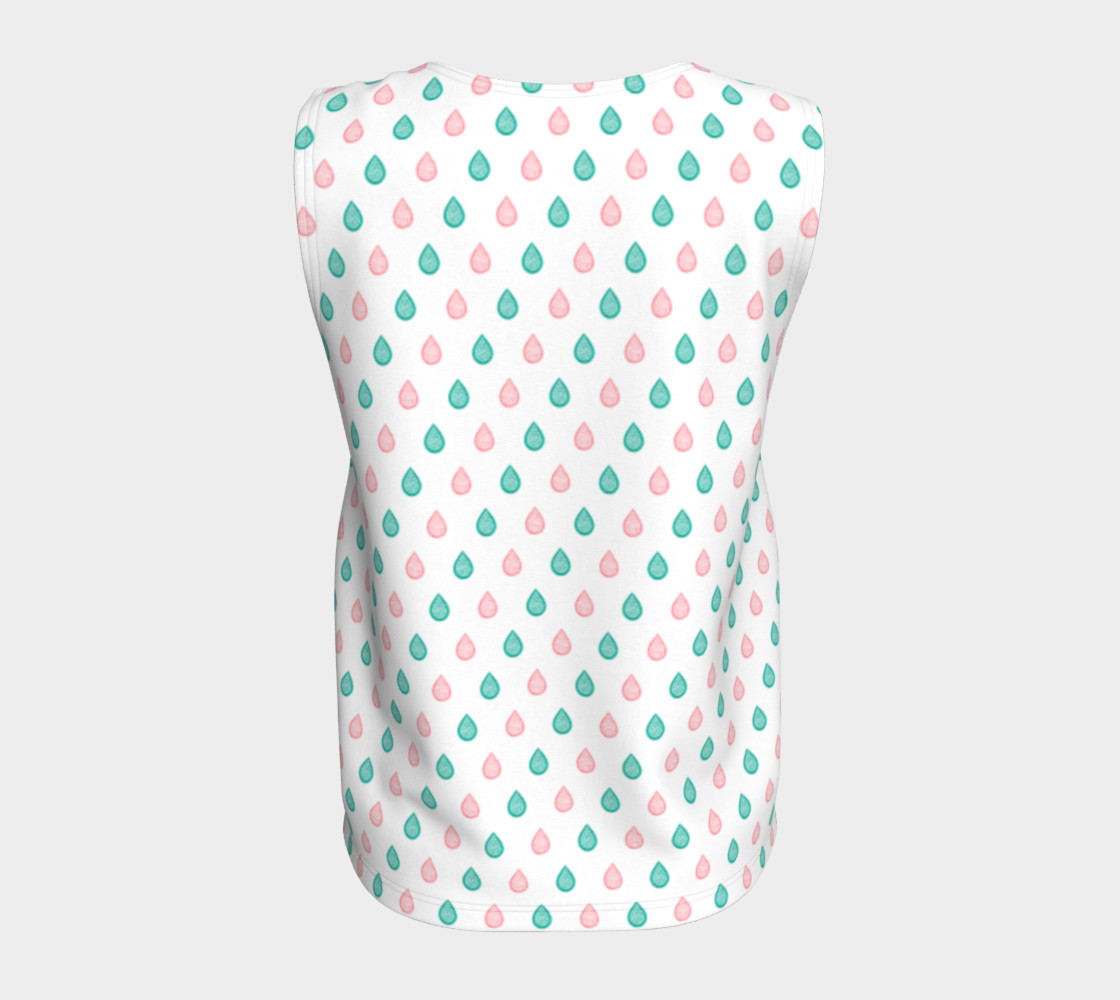 Turquoise blue and coral pink raindrops Loose Tank Top preview #6