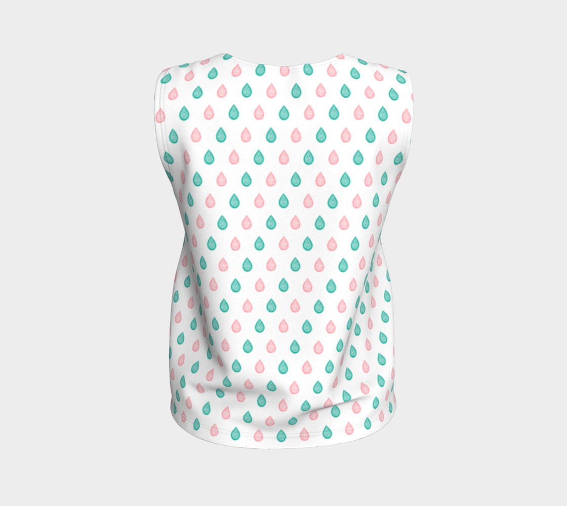 Turquoise blue and coral pink raindrops Loose Tank Top preview #2