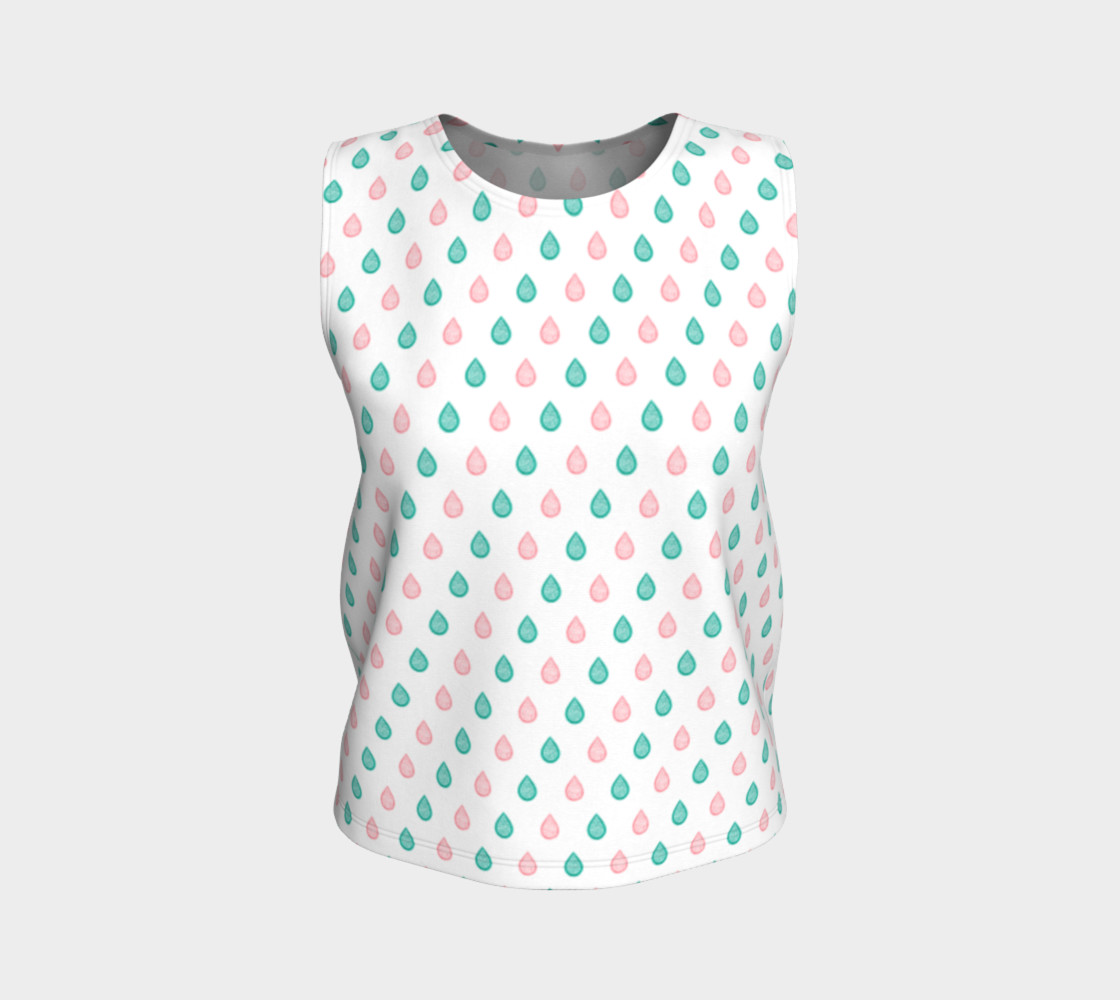 Turquoise blue and coral pink raindrops Loose Tank Top preview #1