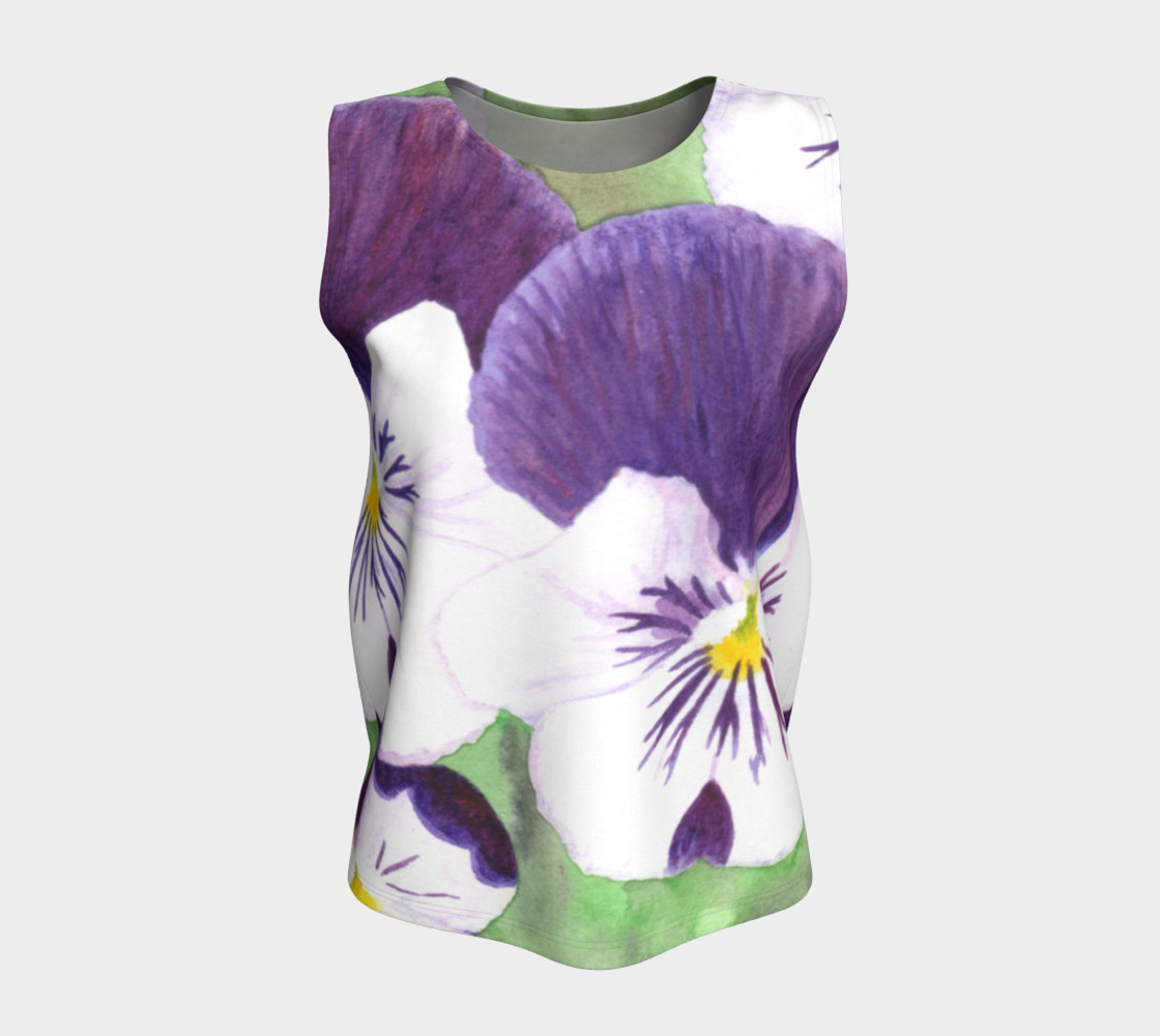 Purple and white pansies flowers Loose Tank Top preview #5