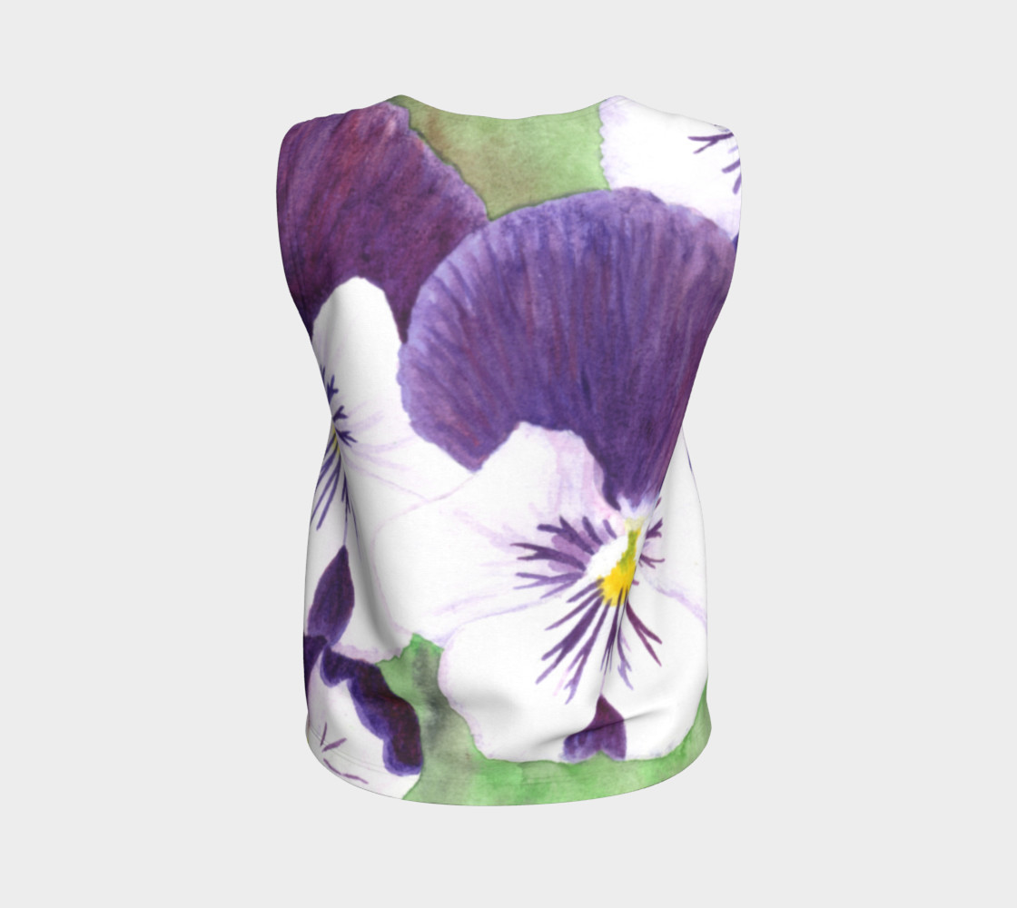 Purple and white pansies flowers Loose Tank Top preview #2