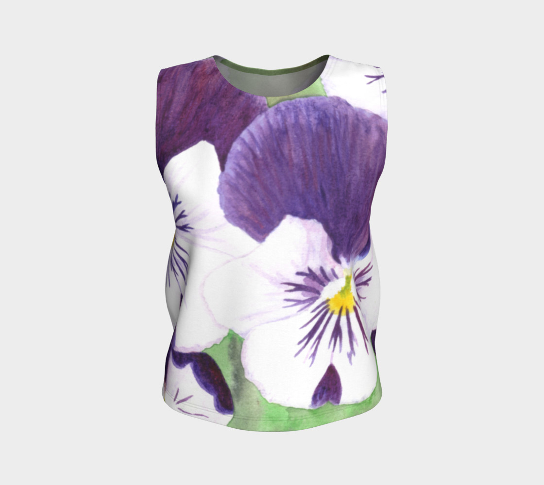 Purple and white pansies flowers Loose Tank Top 3D preview