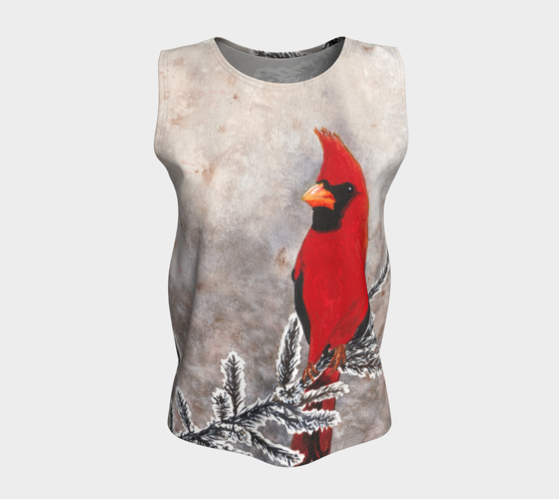 The red cardinal in winter Loose Tank Top preview #5