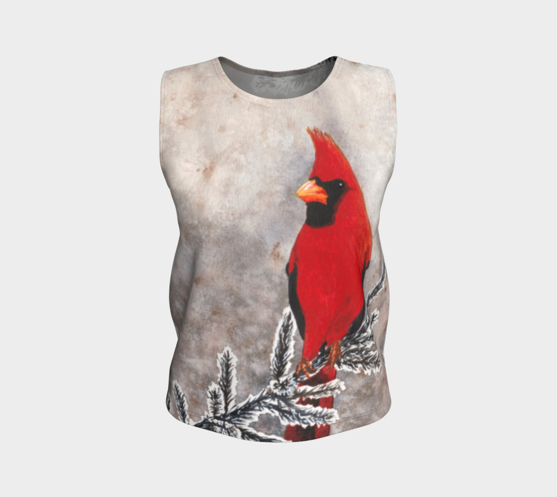 The red cardinal in winter Loose Tank Top 3D preview