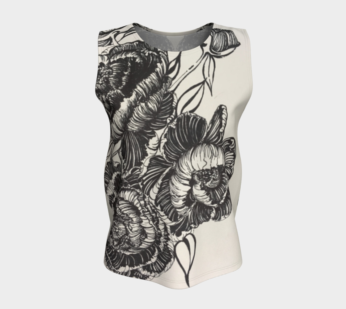 Peonies Pen and Ink Loose Tank Top preview #5