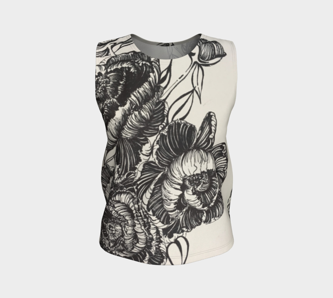 Peonies Pen and Ink Loose Tank Top 3D preview