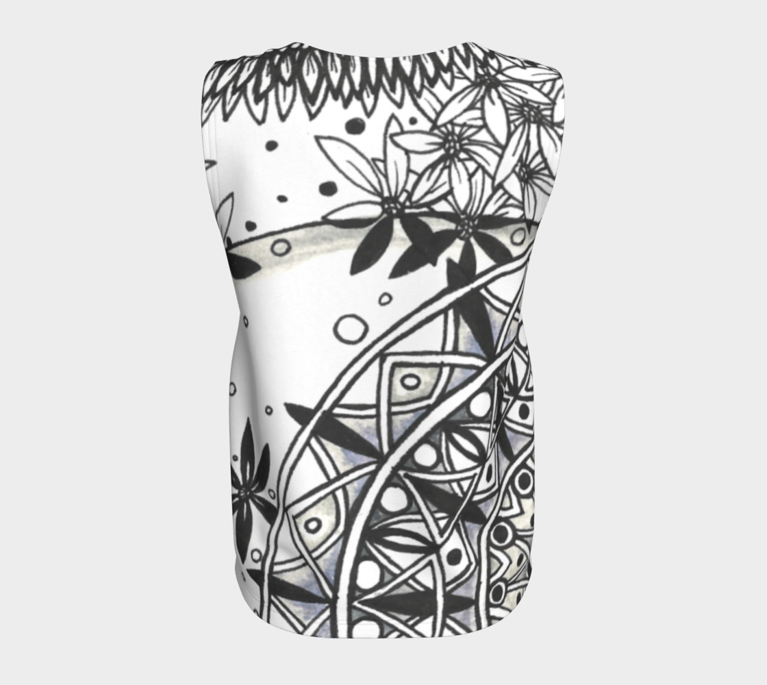 Floral Monochrome Side Mandala Sleeveless Shirt preview #6