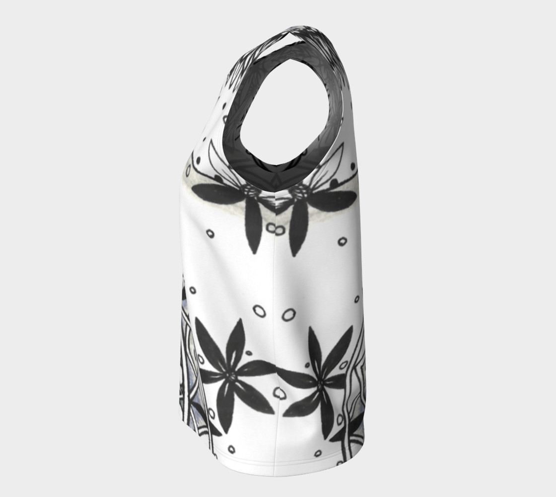 Floral Monochrome Side Mandala Sleeveless Shirt preview #7
