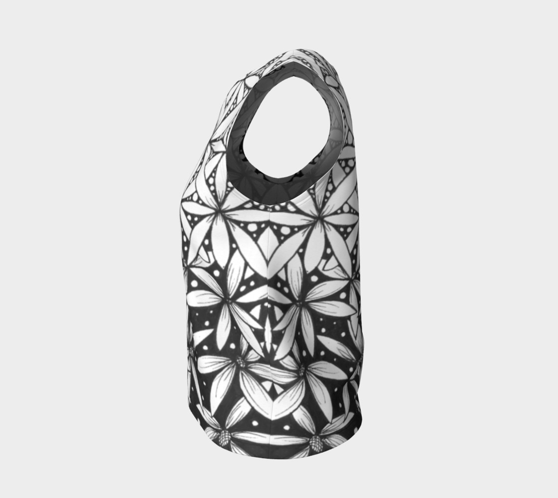 Monochrome Falling Flower of Life Sleeveless Shirt preview #3