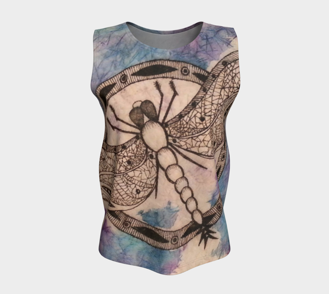 Watercolor Batik Dragonfly Sleeveless Shirt preview #5