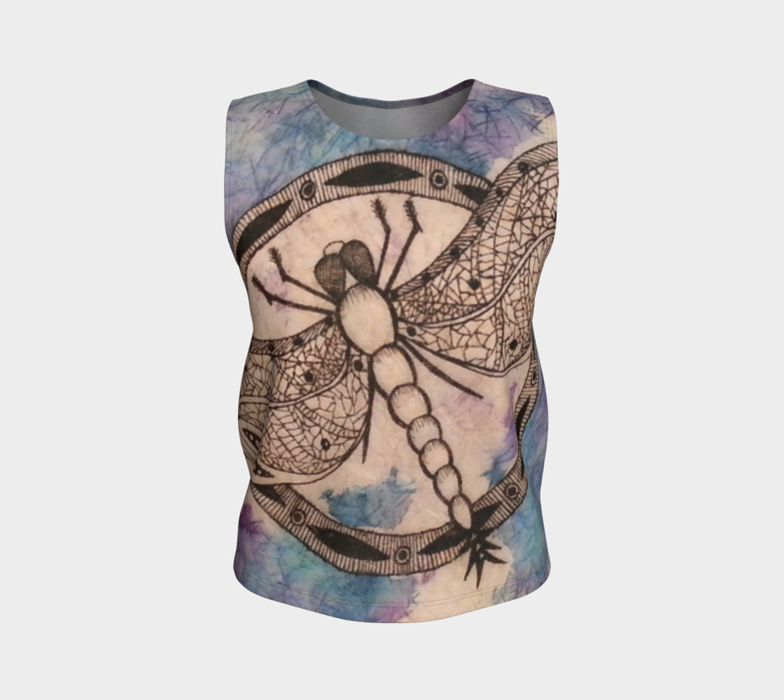 Watercolor Batik Dragonfly Sleeveless Shirt 3D preview