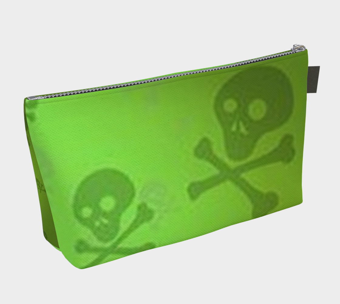 Cartoon Skull On Green Makeup Bag preview #2