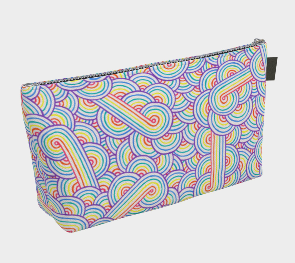 Rainbow and white swirls doodles Makeup Bag preview #2