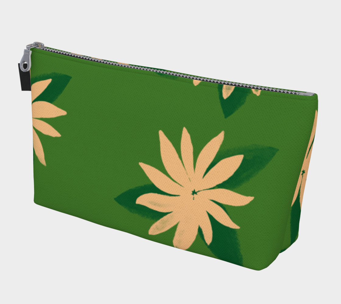 Aperçu de Green and Peach Floral Cosmetic Bag #1
