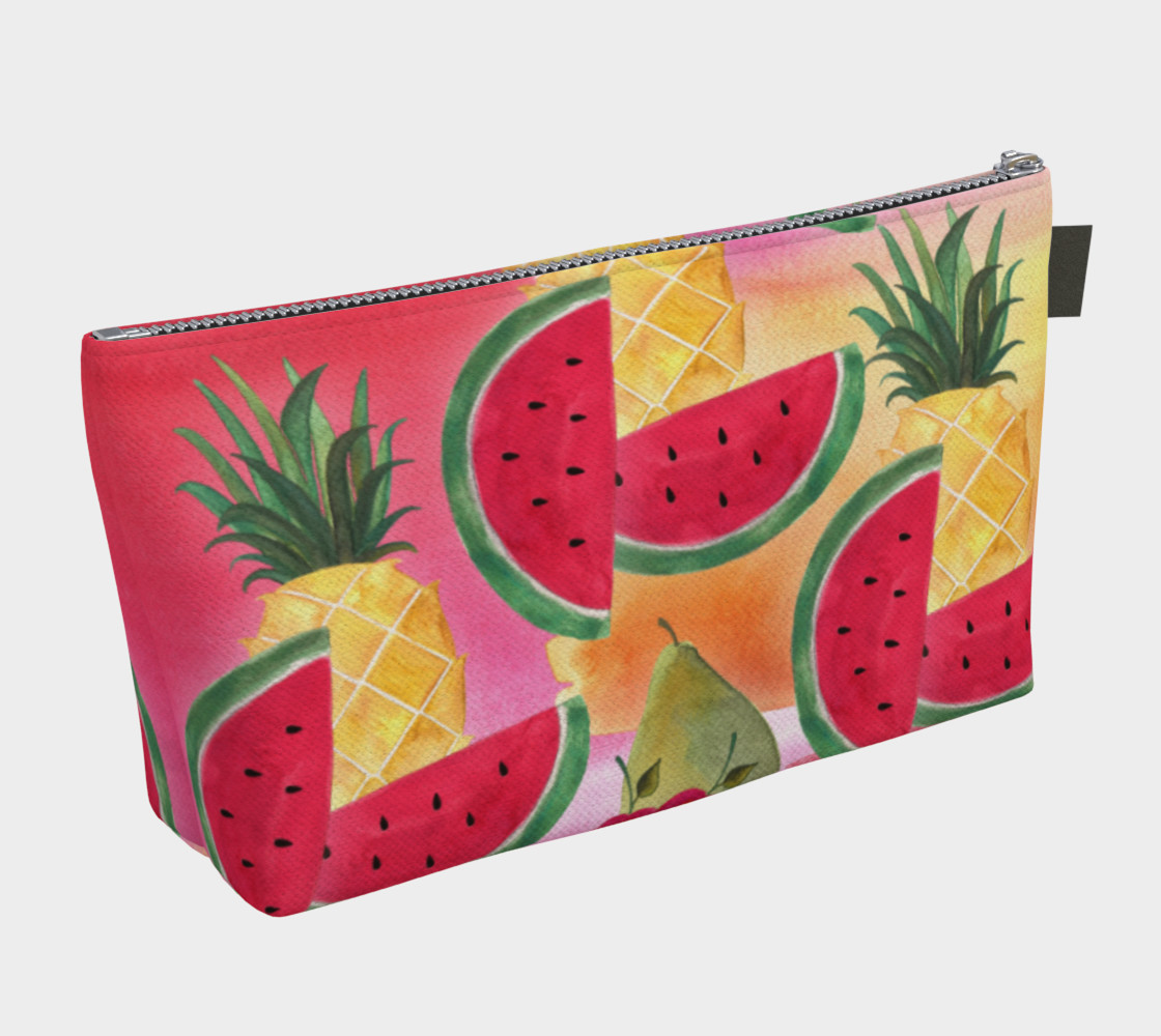 Watercolor Fruit Watermelon Pineapple Pear Cherry Makeup Bag preview #2