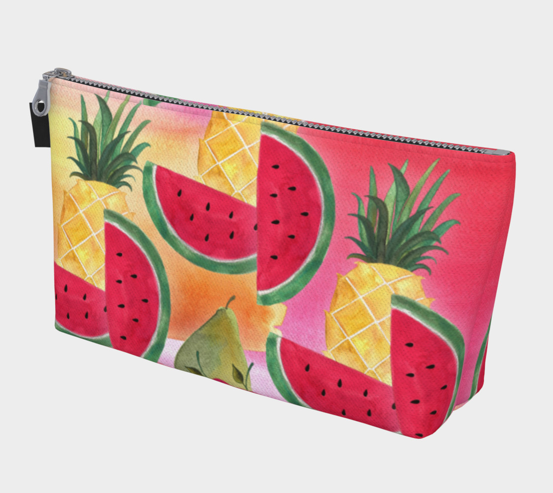 Watercolor Fruit Watermelon Pineapple Pear Cherry Makeup Bag preview #1