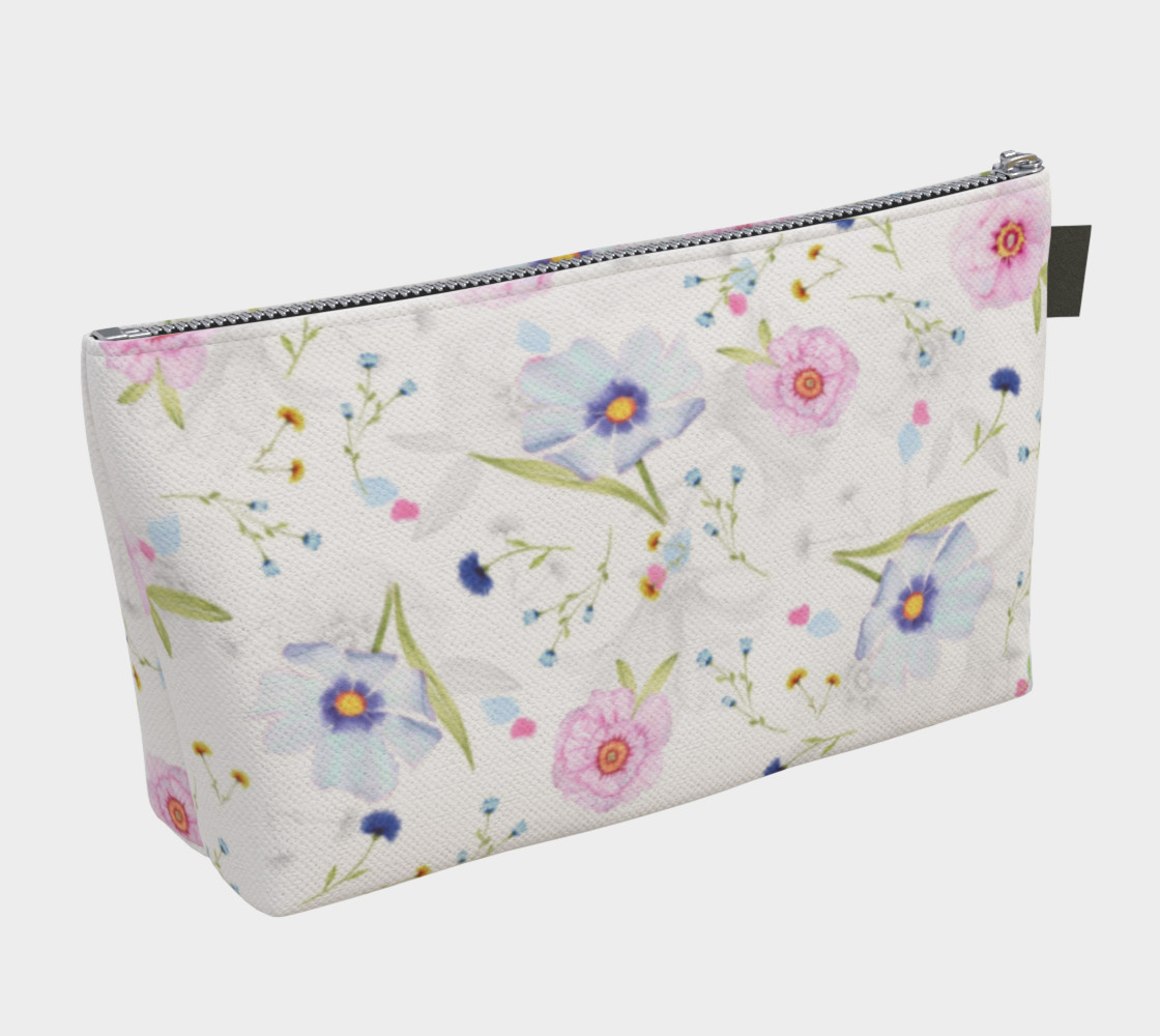 Pink and Blue Flowers on White preview #2