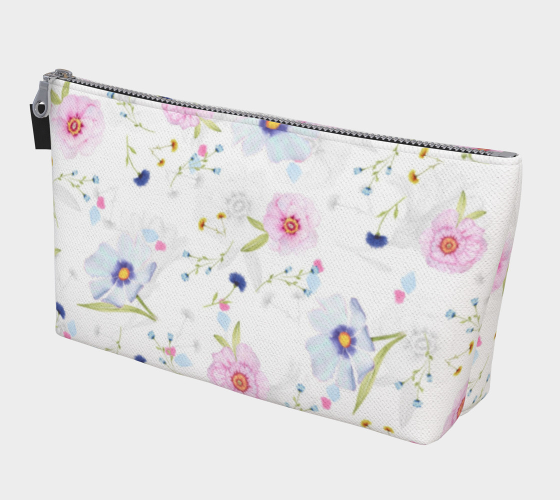 Pink and Blue Flowers on White preview #1