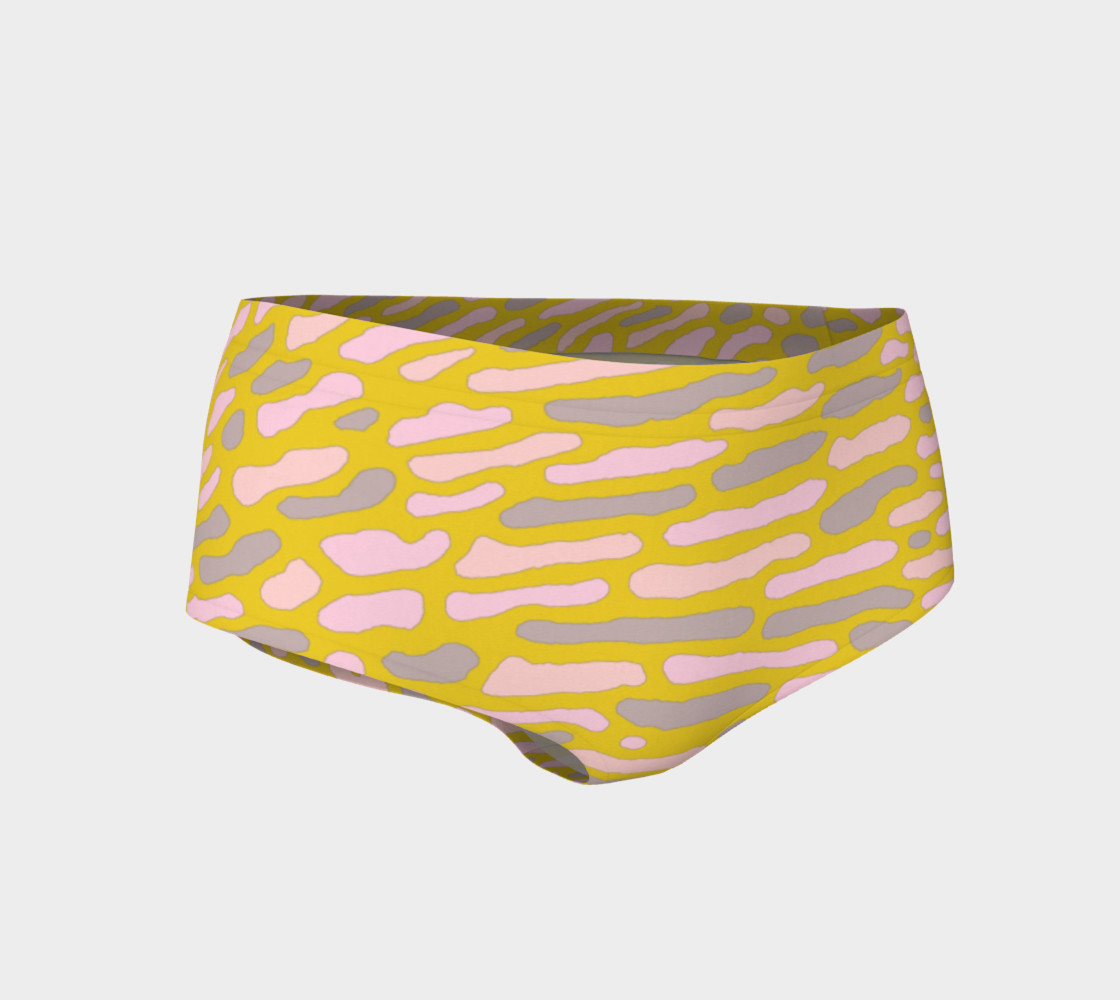 Organic Abstract Yellow Lime Mini Shorts preview #1
