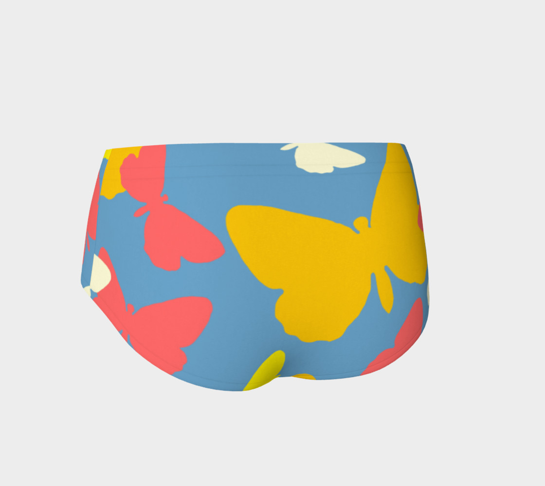 Yellow and Orange Butterflies on Blue Mini Shorts preview #2