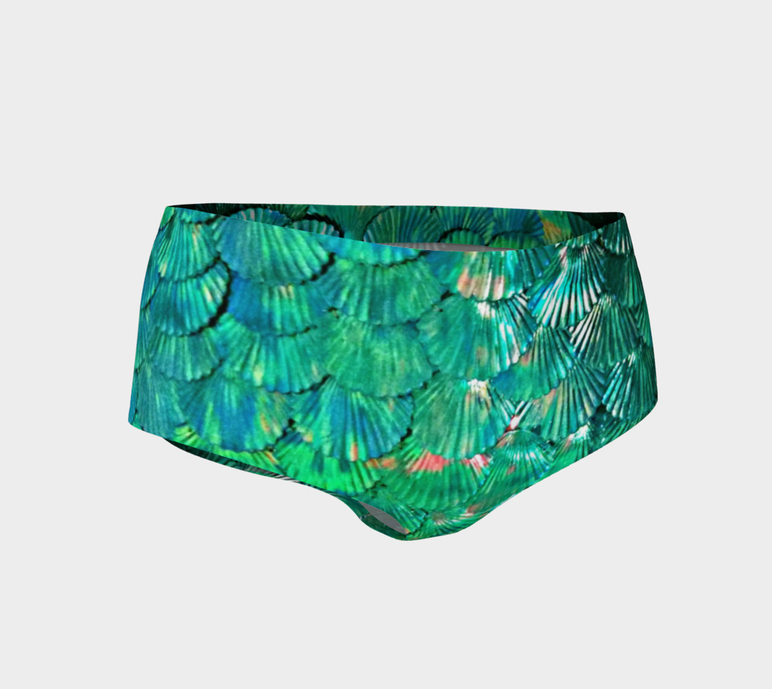 Green Mermaid Scale Booty Shorts preview #1