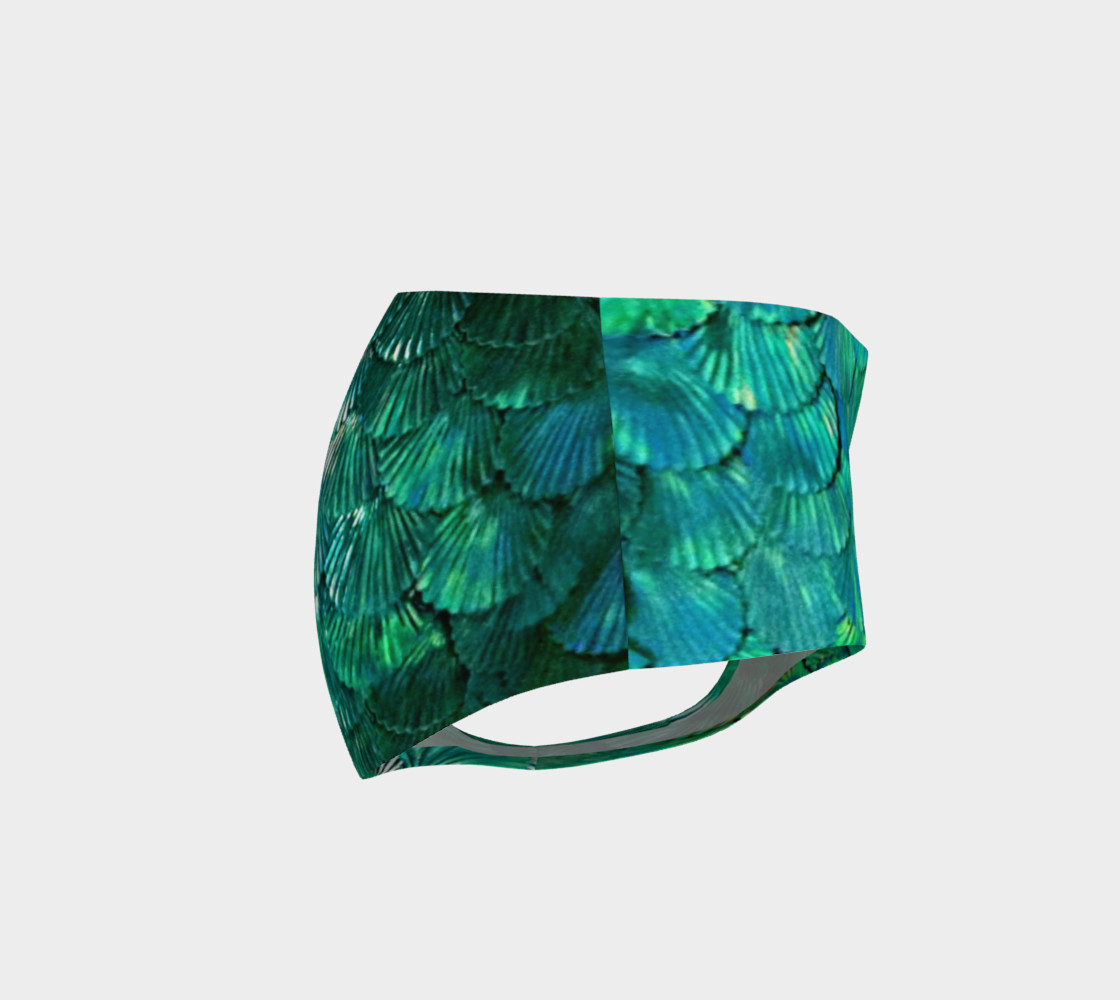 Green Mermaid Scale Booty Shorts preview #4