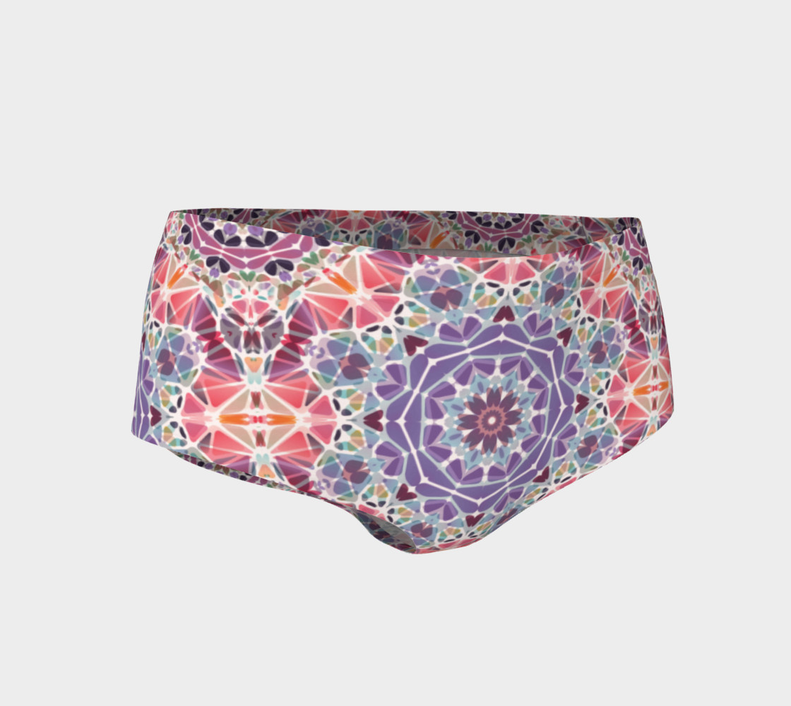 Purple and Pink Kaleidoscope Mini Shorts preview #1