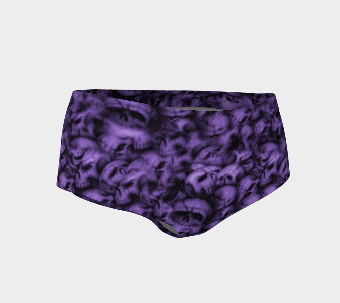 Purple Skulls Gothic Print Boy Shorts preview #1