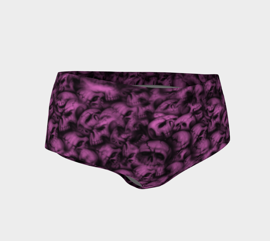 Pink Skulls Gothic Print Shorts 3D preview