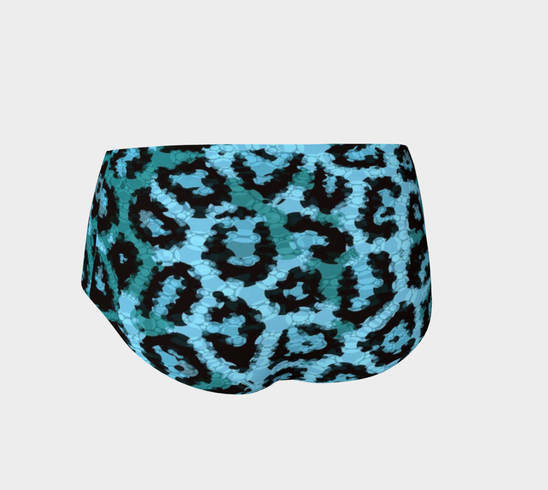 Shocking Turquoise Cheetah Print Mini Shorts preview #2