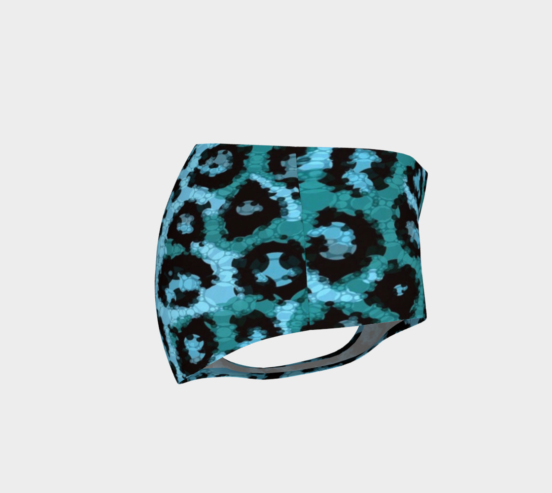 Shocking Turquoise Cheetah Print Mini Shorts preview #4