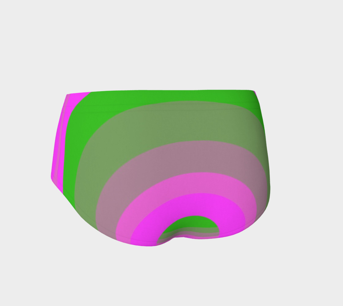 Retrofied Neon Pink Green Women's Fitness Mini Shorts preview #2