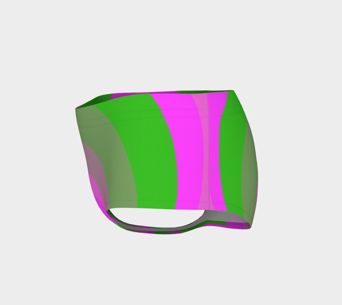 Retrofied Neon Pink Green Women's Fitness Mini Shorts preview #3