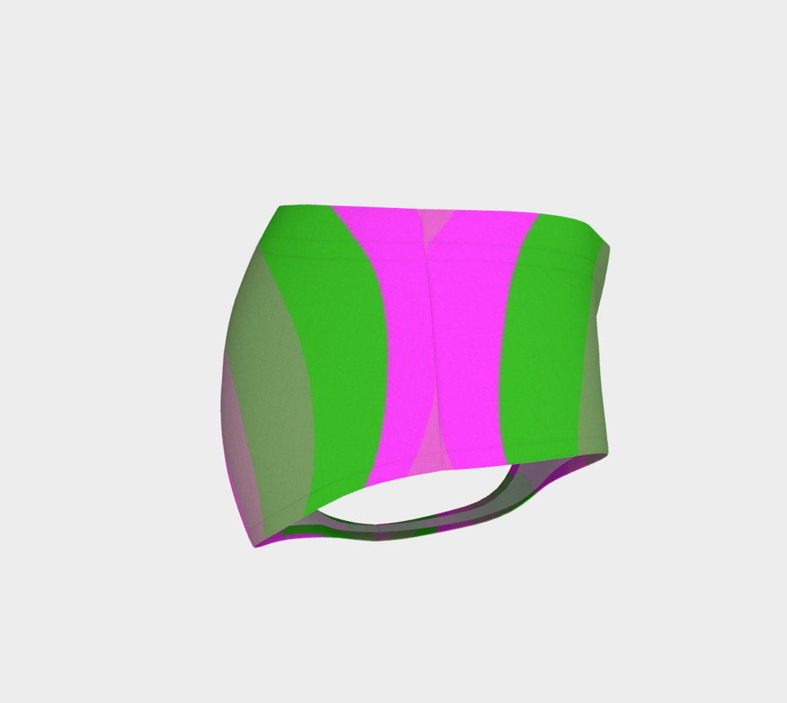 Retrofied Neon Pink Green Women's Fitness Mini Shorts preview #4