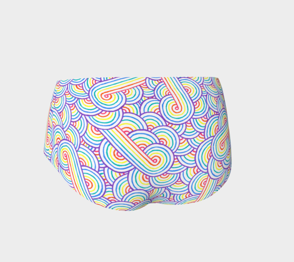 Rainbow and white swirls doodles Mini Shorts preview #2