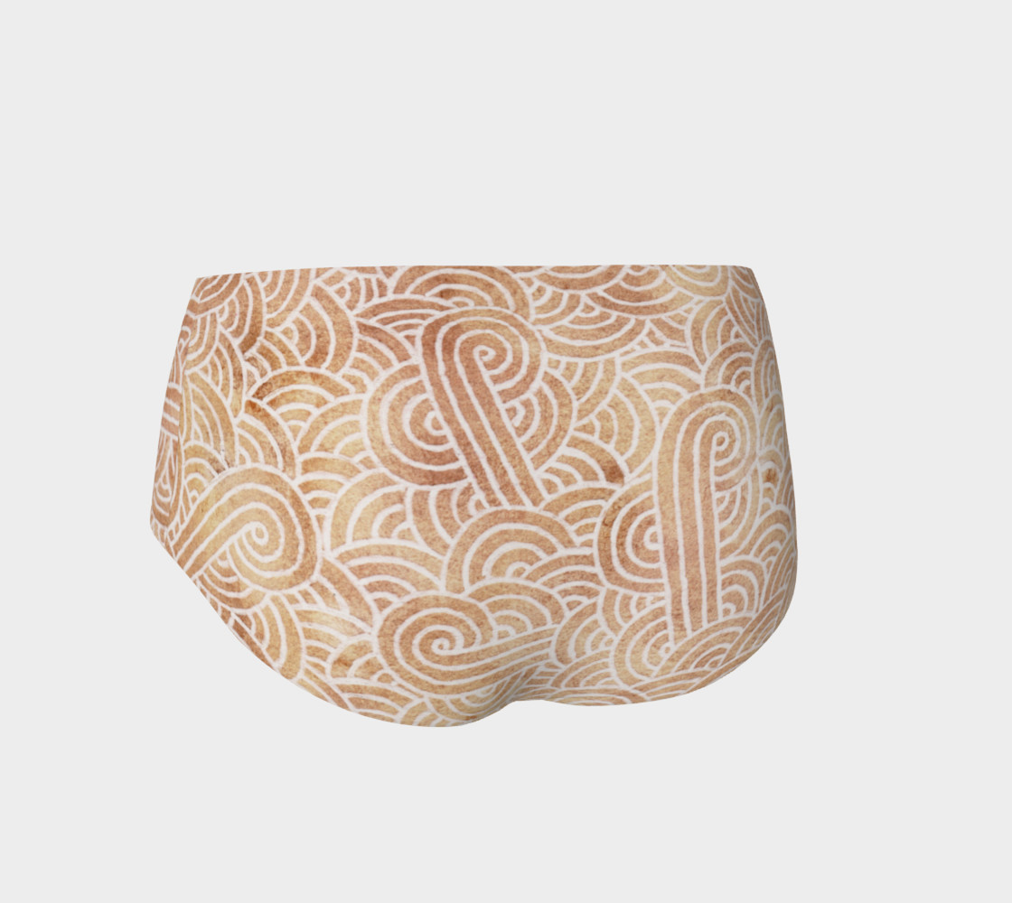 Iced coffee and white swirls doodles Mini Shorts preview #2
