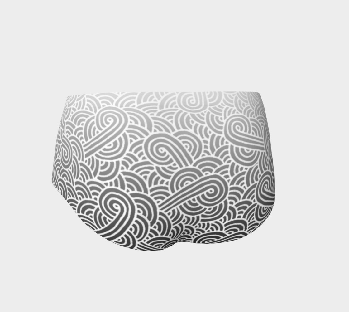 Ombre black and white swirls doodles Mini Shorts preview #2