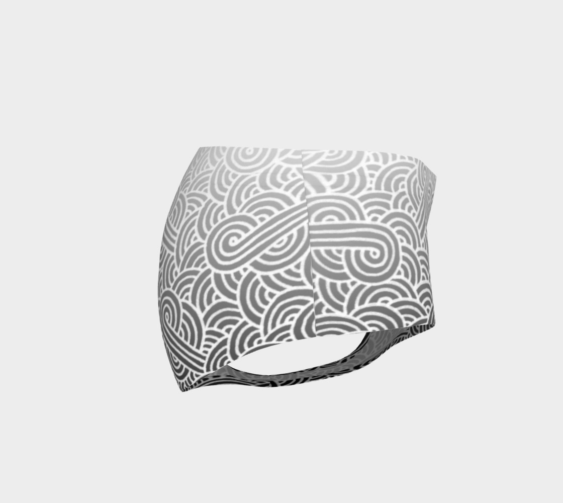 Ombre black and white swirls doodles Mini Shorts preview #4