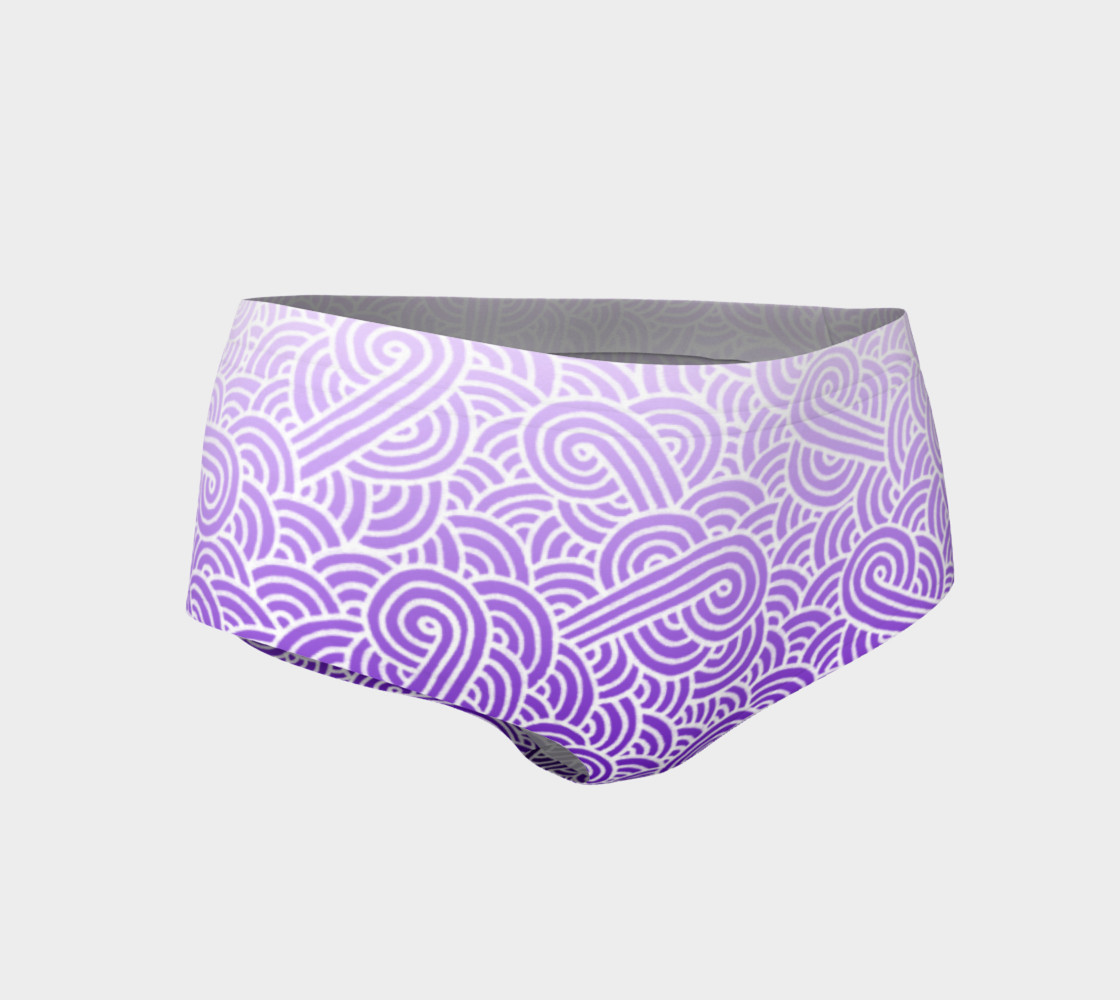 Ombre purple and white swirls doodles Mini Shorts thumbnail #2