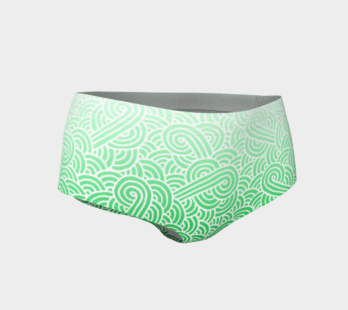 Ombre green and white swirls doodles Mini Shorts thumbnail #2