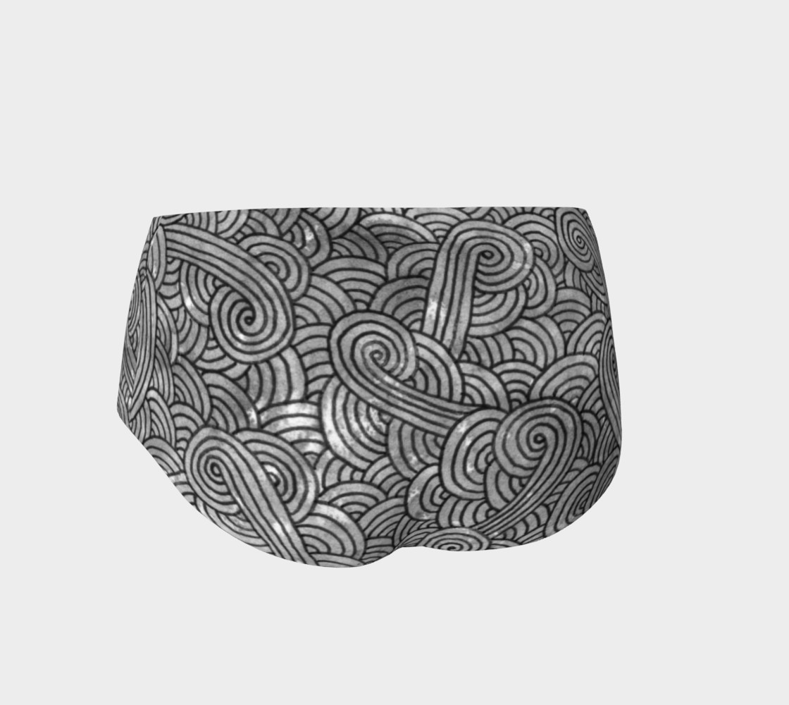 Grey and black swirls doodles Mini Shorts preview #2