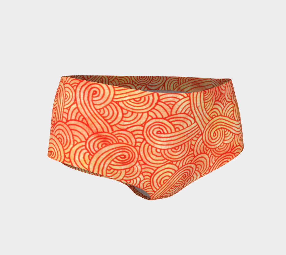 Orange and red swirls doodles Mini Shorts preview #1